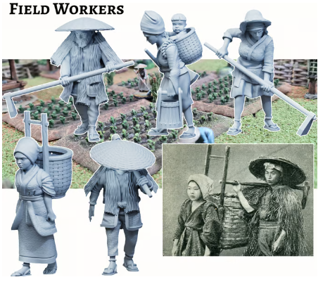 Nippon Saga – Feldarbeiter – bemaltes Modell aus dem Daimyos-Will-Sortiment