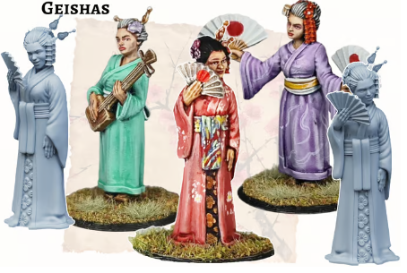 Nippon Saga – Geishas – bemaltes Modell aus dem Daimyos-Will-Sortiment