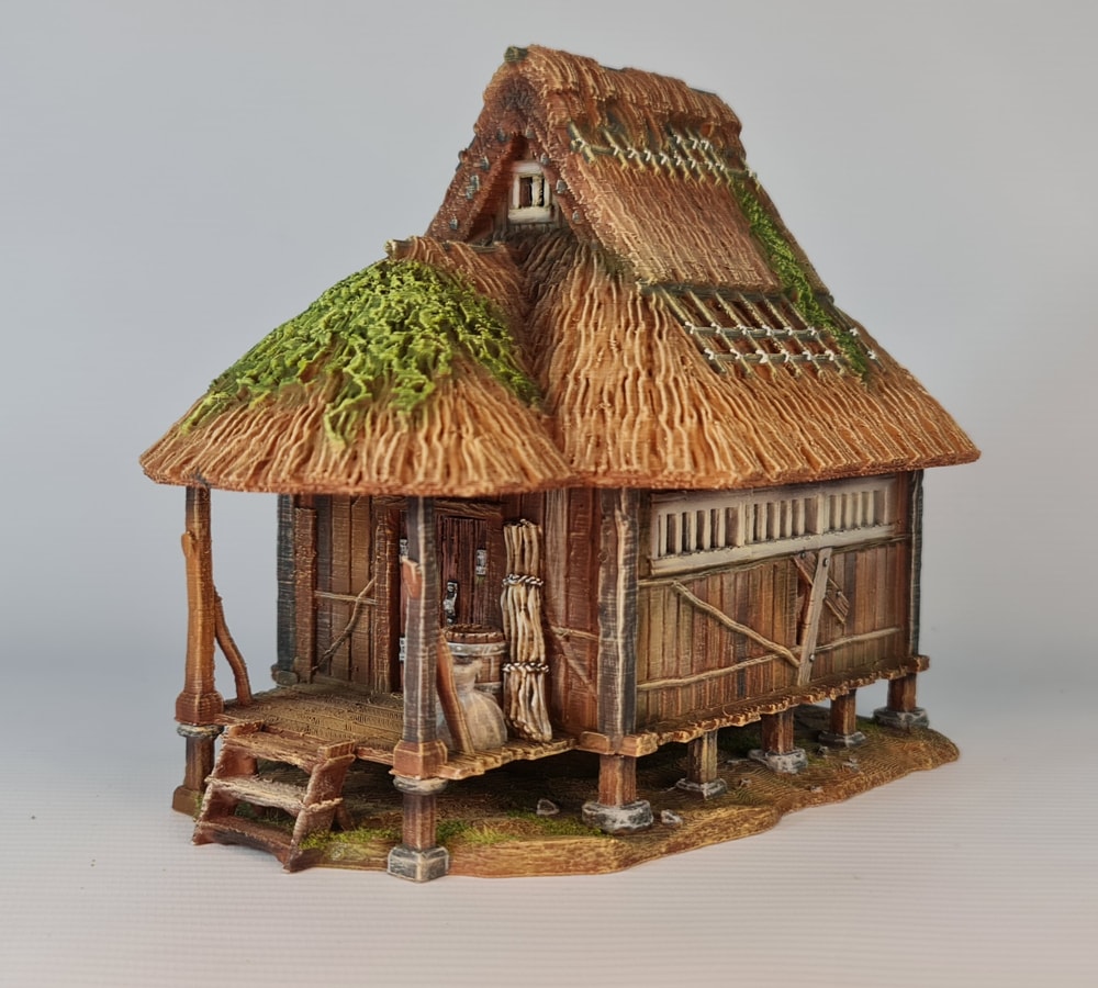 Nippon Saga – Bauernhaus 1 – bemaltes Modell aus dem Daimyos-Will-Sortiment